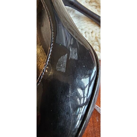 Gucci Patent Leather Stiletto Heels Classic Black - Logo Heel Tag- Womens Sz 6B - Picture 13 of 13